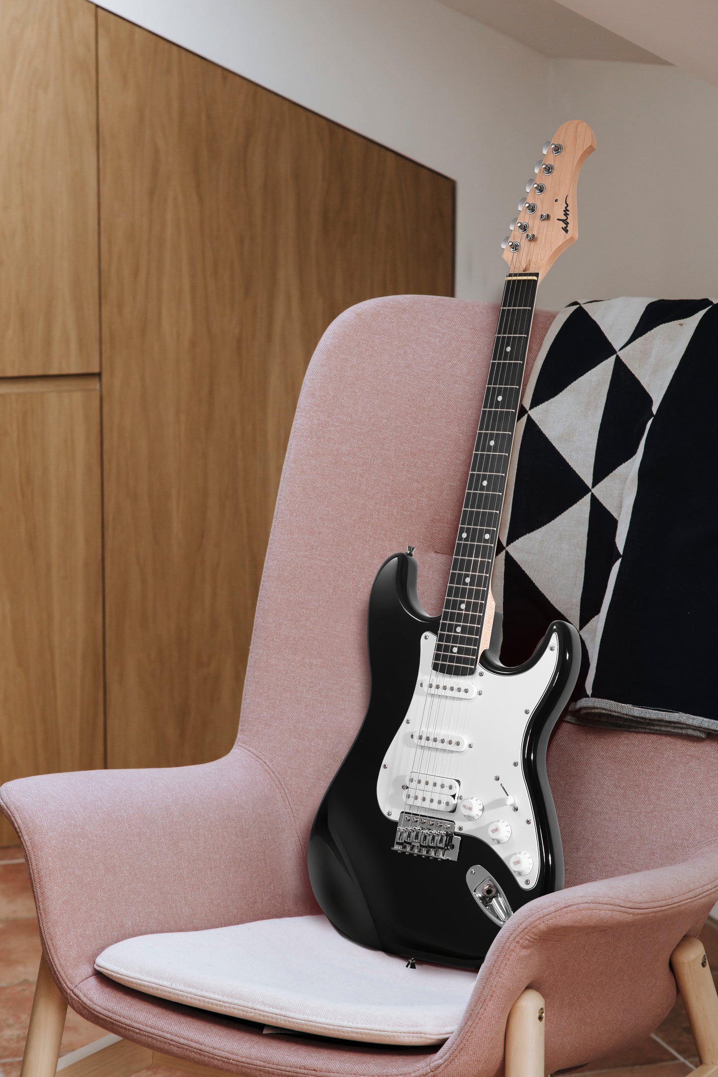 ADM Electric Guitar Beginner Kit 39 Inch Full Size Guitar Package,Glossy Black