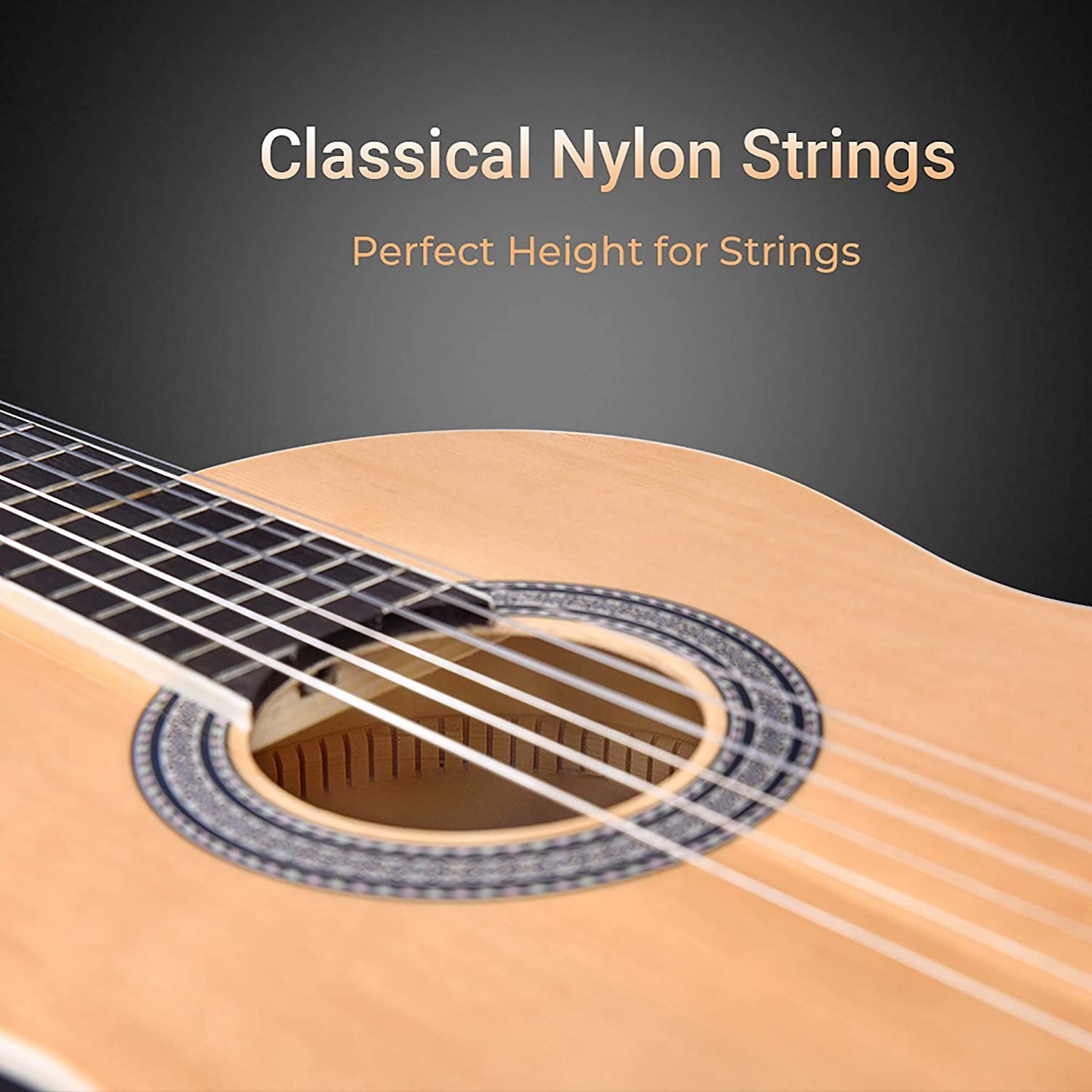 ADM Full Size Classical Nylon Strings Acoustic Guitar 39 Inch Classic Guitarra Starter Bundle