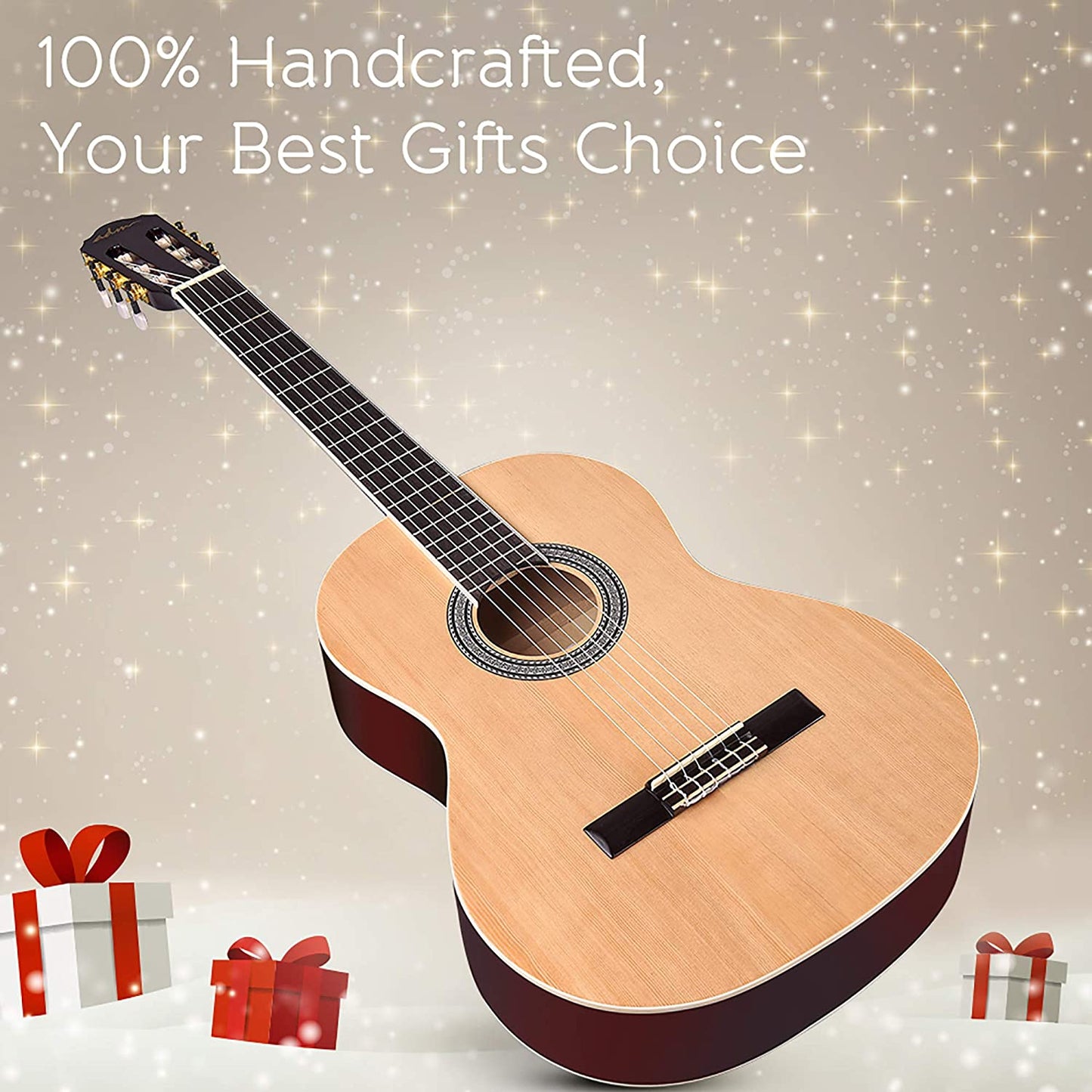 ADM Full Size Classical Nylon Strings Acoustic Guitar 39 Inch Classic Guitarra Starter Bundle