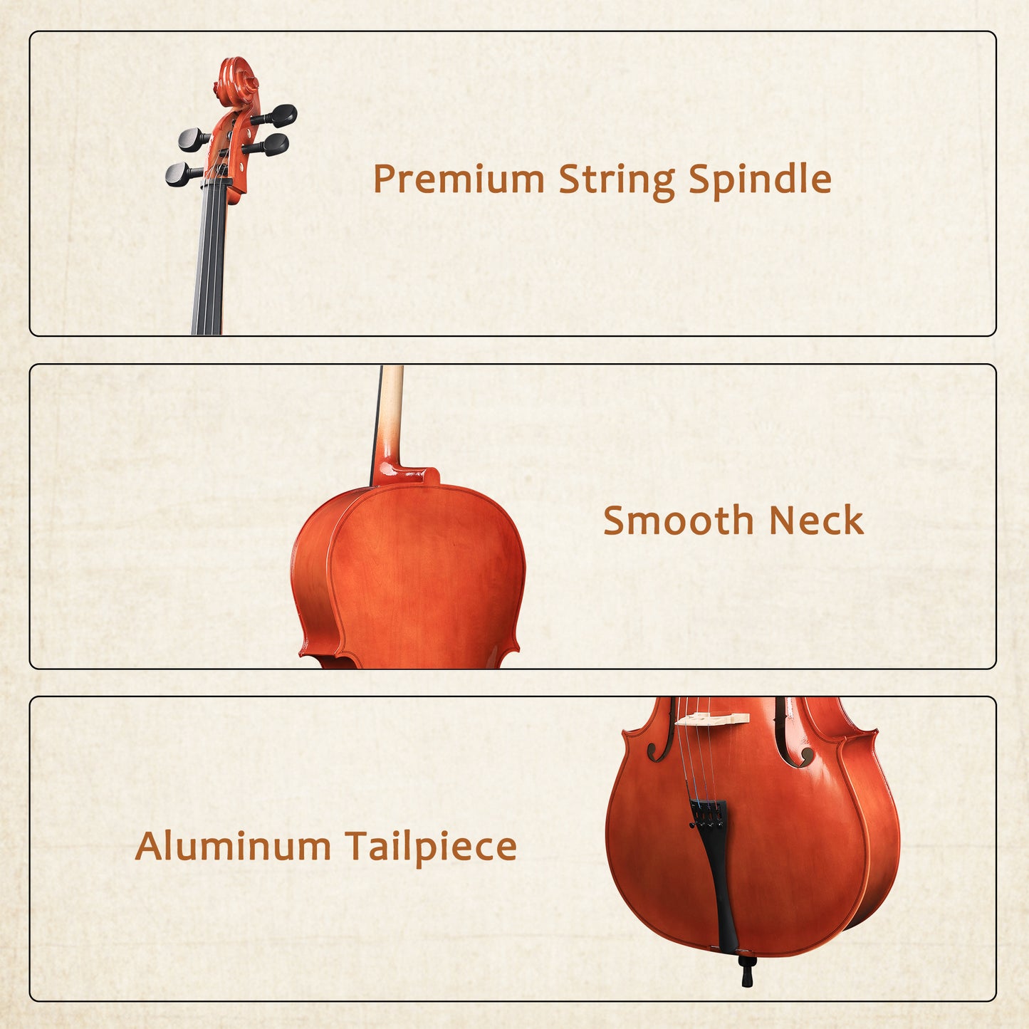 ADM 4/4 Full Size Acoustic Cello, Beginner Acoustic Cello Kit with Portable Bag, Stand, Bow, Mute, Rosin, Endpin Holder for Beginner Adults & Students