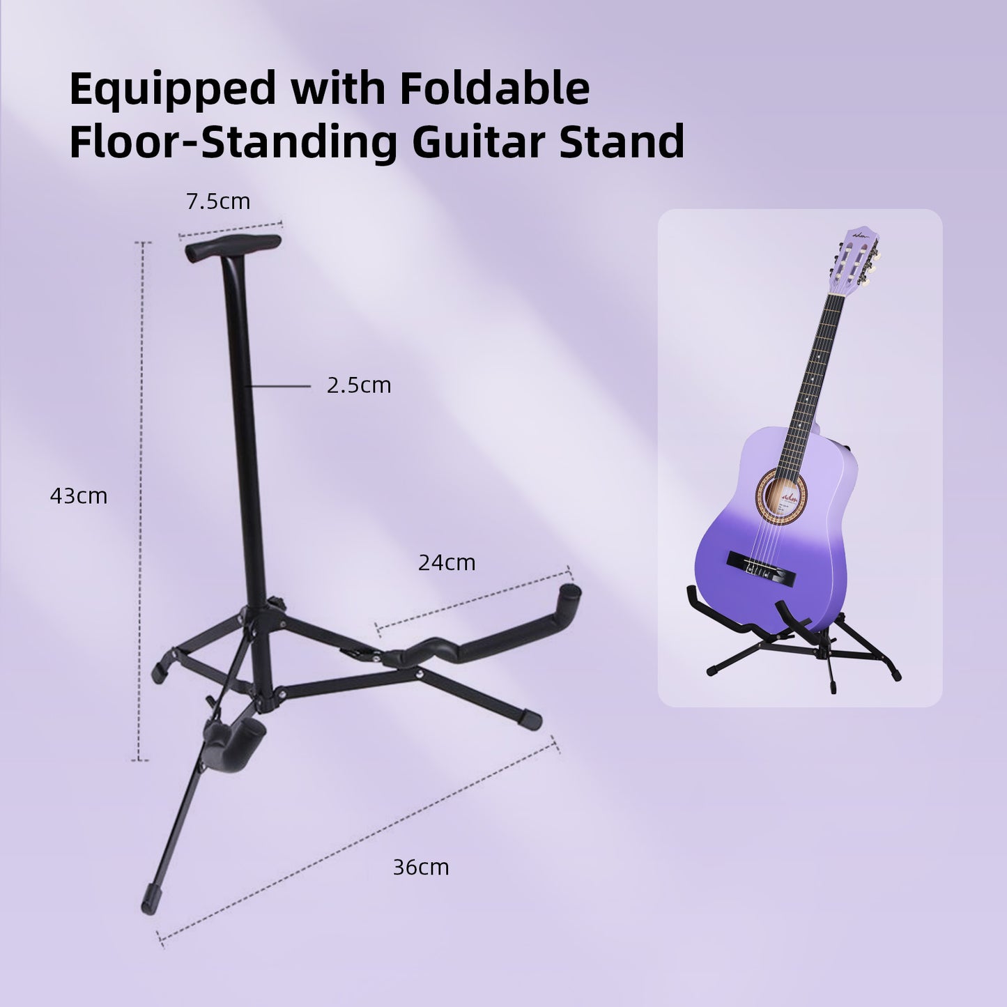 ADM Acoustic Guitar for Adults & Kids, 38" Travel Guitar Kit