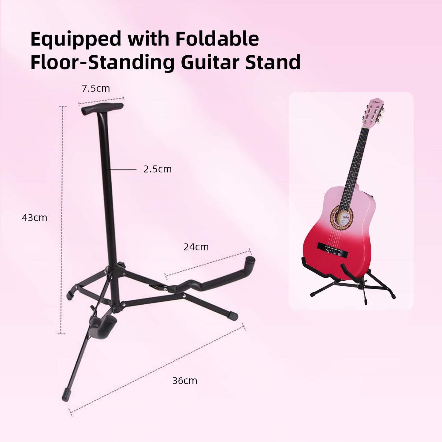 ADM Acoustic Guitar for Adults & Kids, 38" Travel Guitar Kit