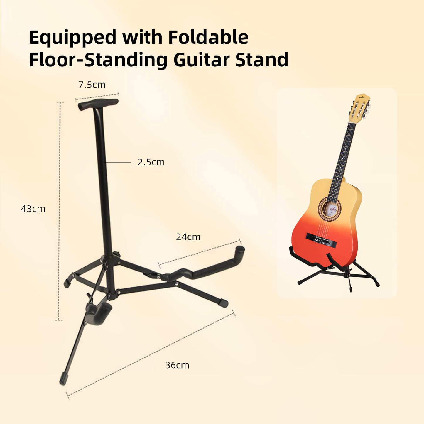 ADM Acoustic Guitar for Adults & Kids, 38" Travel Guitar Kit