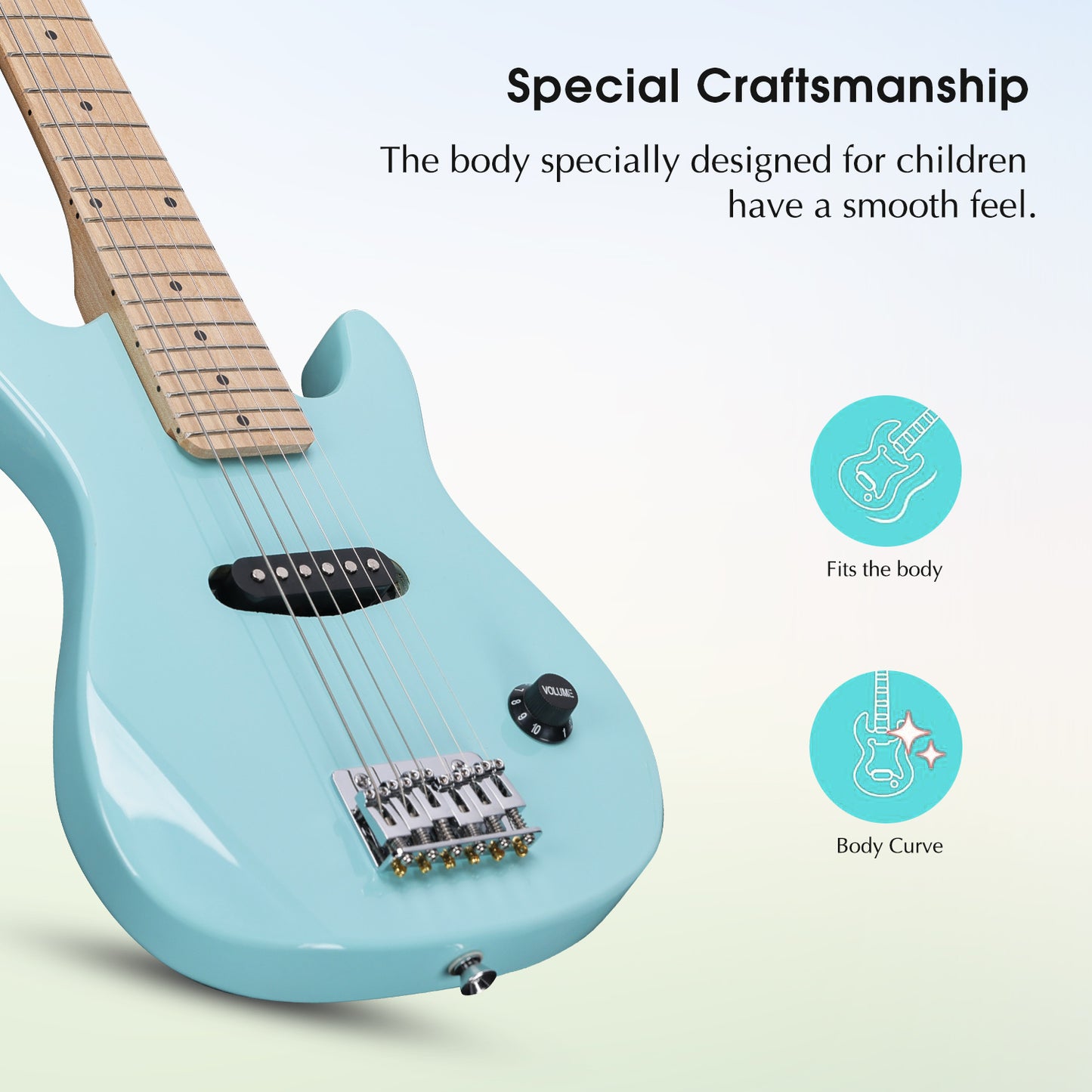 ADM 30-Inch Mini Electric Guitar Package, - Solid Wood, Glossy Finish, Complete With Gig Bag, Picks, Cable, Strap, Extra Strings And Stand