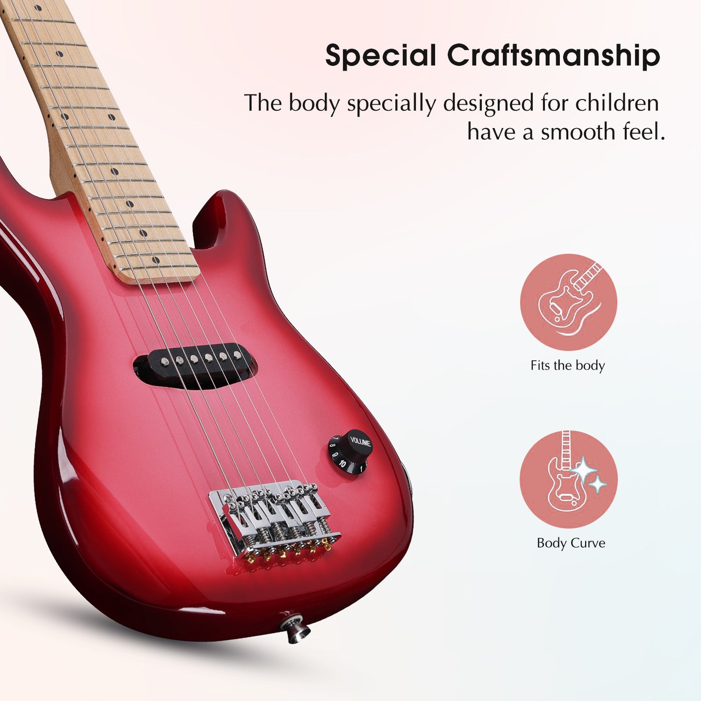 ADM 30inch Electric Guitar Package, for Children, Beginger, Students,Pinkbrust