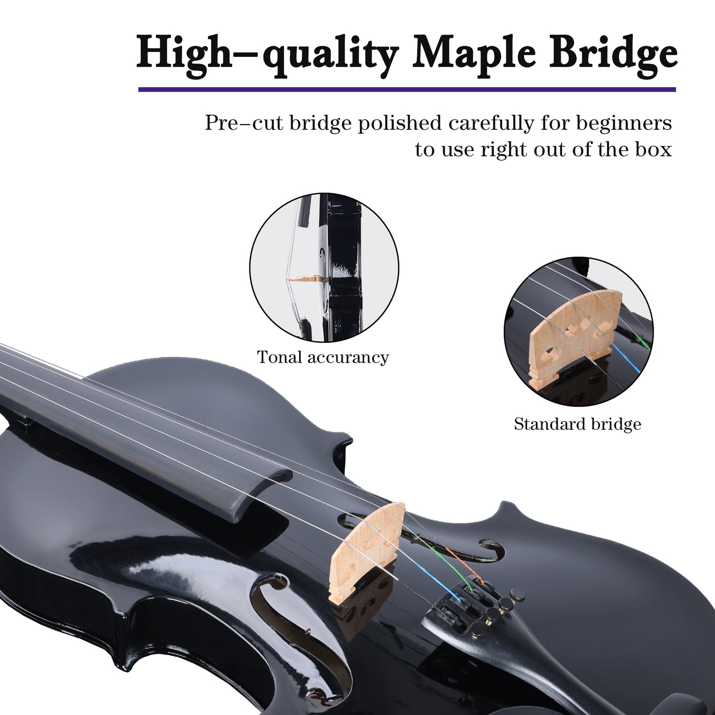 ADM Acoustic Violin for Kids Beginners,1/4 Size Acoustic Violin Fiddle for Teens Students Violin Starter Kit with Hard Case, Rosin, Shoulder Rest, Bow, Violin Music Stand and Strings,Black