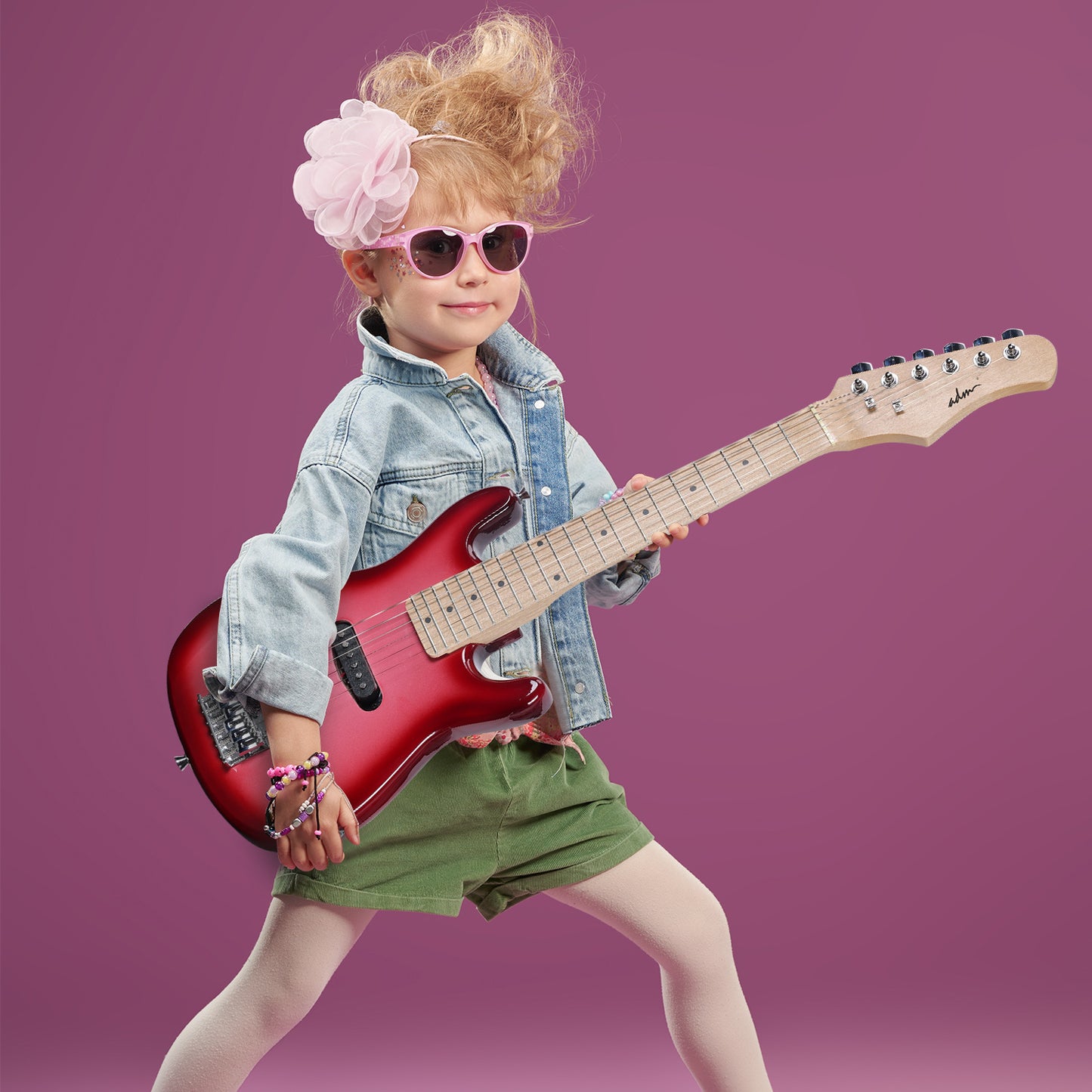ADM 30inch Electric Guitar Package, for Children, Beginger, Students,Pinkbrust