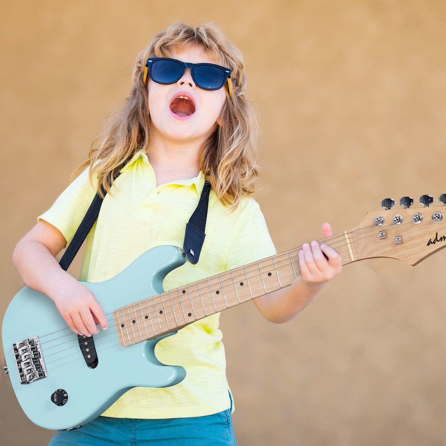 ADM 30-Inch Mini Electric Guitar Package, - Solid Wood, Glossy Finish, Complete With Gig Bag, Picks, Cable, Strap, Extra Strings And Stand