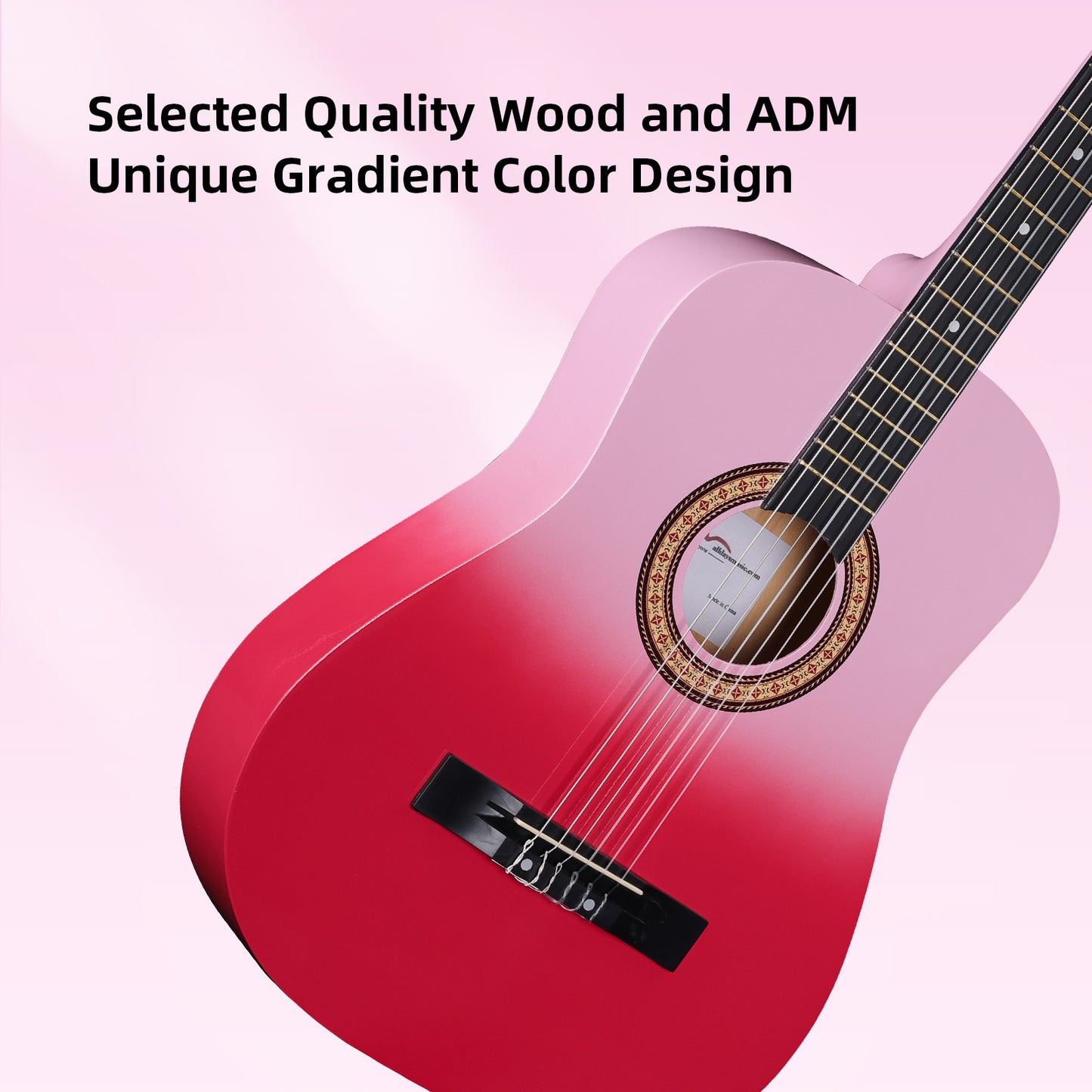 ADM Acoustic Guitar for Adults & Kids, 38" Travel Guitar Kit
