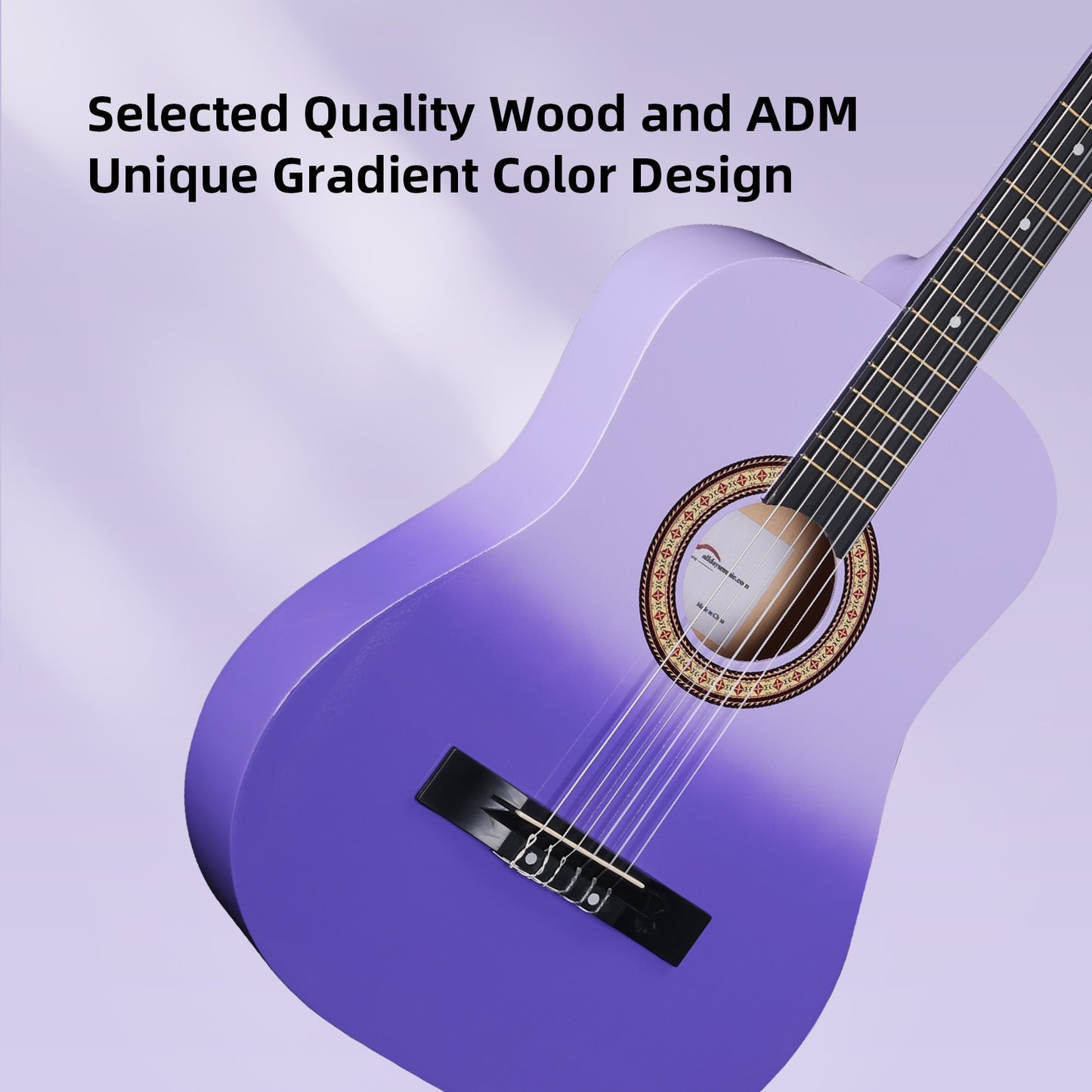 ADM Acoustic Guitar for Adults & Kids, 38" Travel Guitar Kit