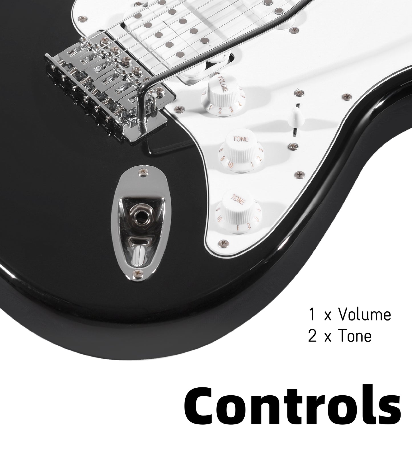ADM Electric Guitar Beginner Kit 39 Inch Full Size Guitar Package,Glossy Black