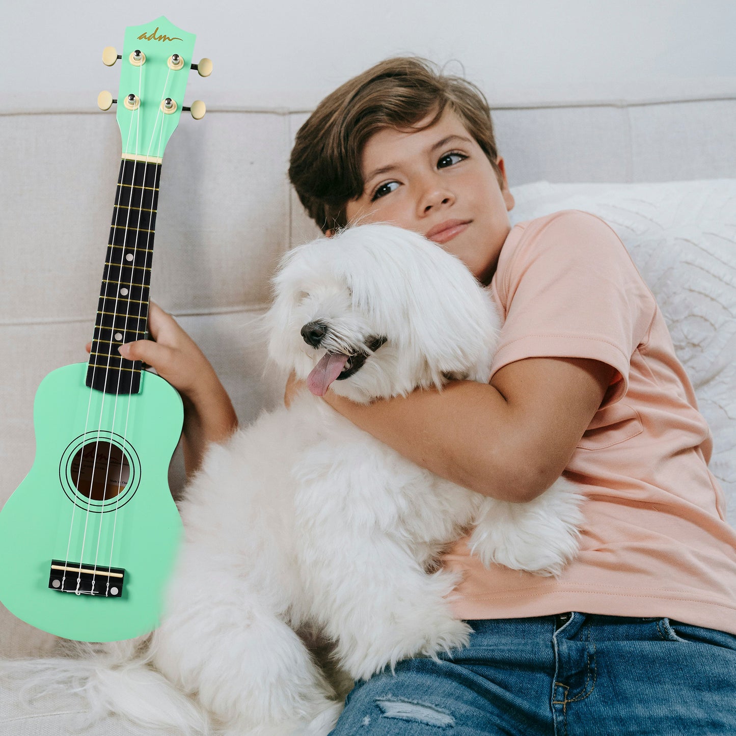 ADM Ukulele for Beginners Hawaiian Wood Ukelele Kit for Kids Adult Student Starter Professional Ukalelee Pack Bundle with Free Lessons Gig Bag Strap Nylon String Tuner (Cyan Green, 21 Inch)