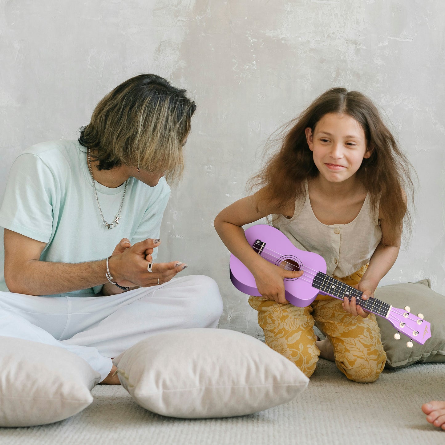 ADM Ukulele for Beginners Hawaiian Wood Ukelele Kit for Kids Adult Student Starter Professional Ukalelee Pack Bundle with Free Lessons Gig Bag Strap Nylon String Tuner (Light Purple, 21 Inch)