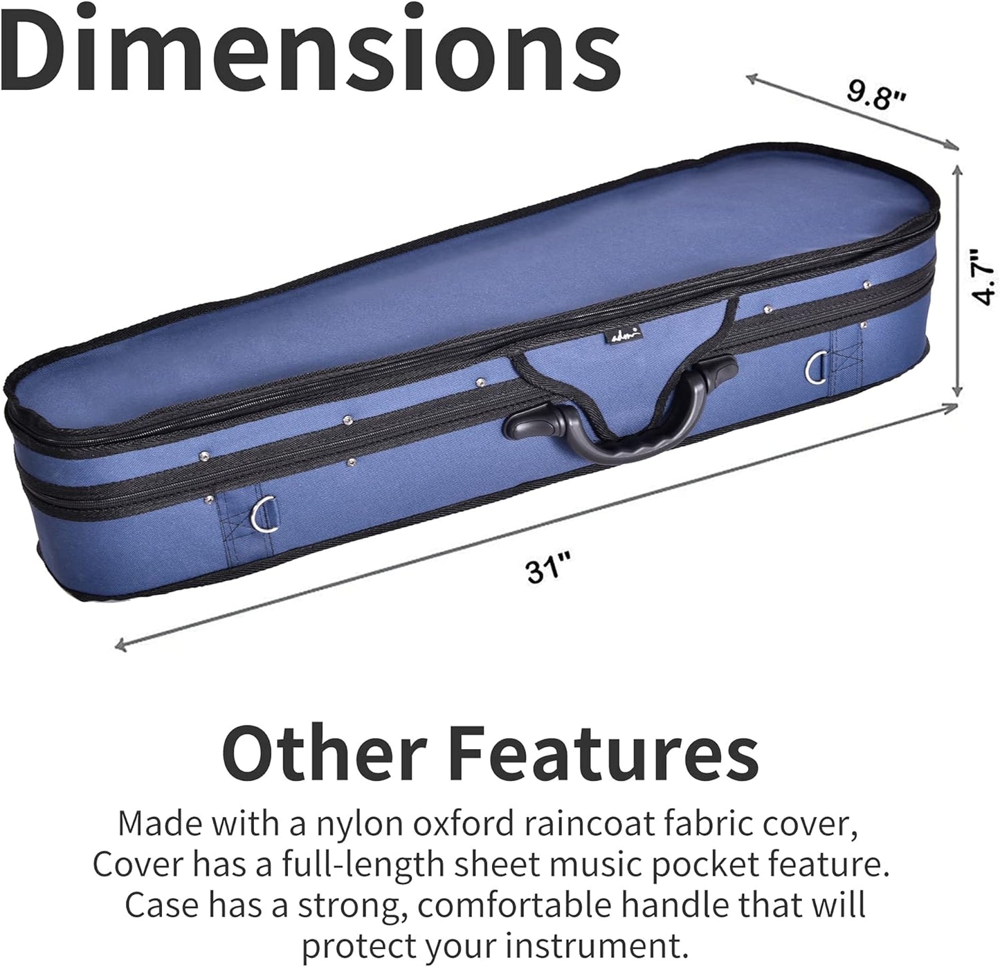 ADM 4/4 Full Size Violin Hard Case