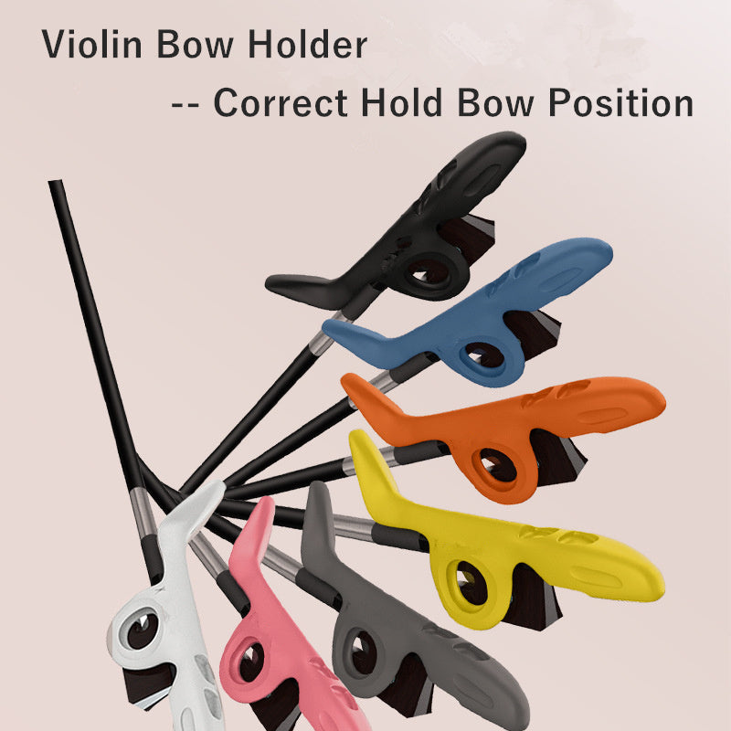 Beginner-Friendly Silicone Violin Bow Holder - Easy Install, Non-Slip Grip in 8 Vibrant Colors (Orange, White, Purple, Black, Grey, Pink, Blue, Yellow) + Bonus Bow Stoppers & Instruction Manual - Perfect for Secure & Comfortable Violin/Viola Bow Hold