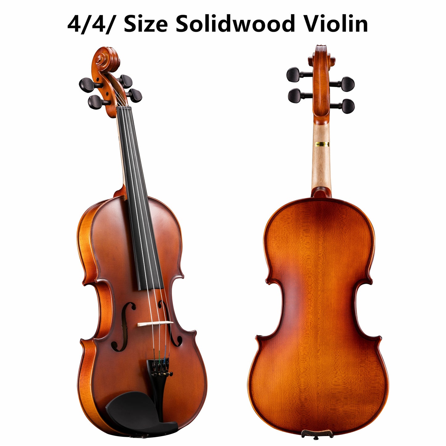 ADM TBS-V2 4/4 Full Size Solid Wood Violin Set For Beginners And Advanced Players - Complete Violin Outfit With Case, Bow, Music Sheet Stand, Table Stand, Extra Strings, Digital Tuner, Shoulder Rest, Rosin, Fingerboard Sticker, And Free Lessons