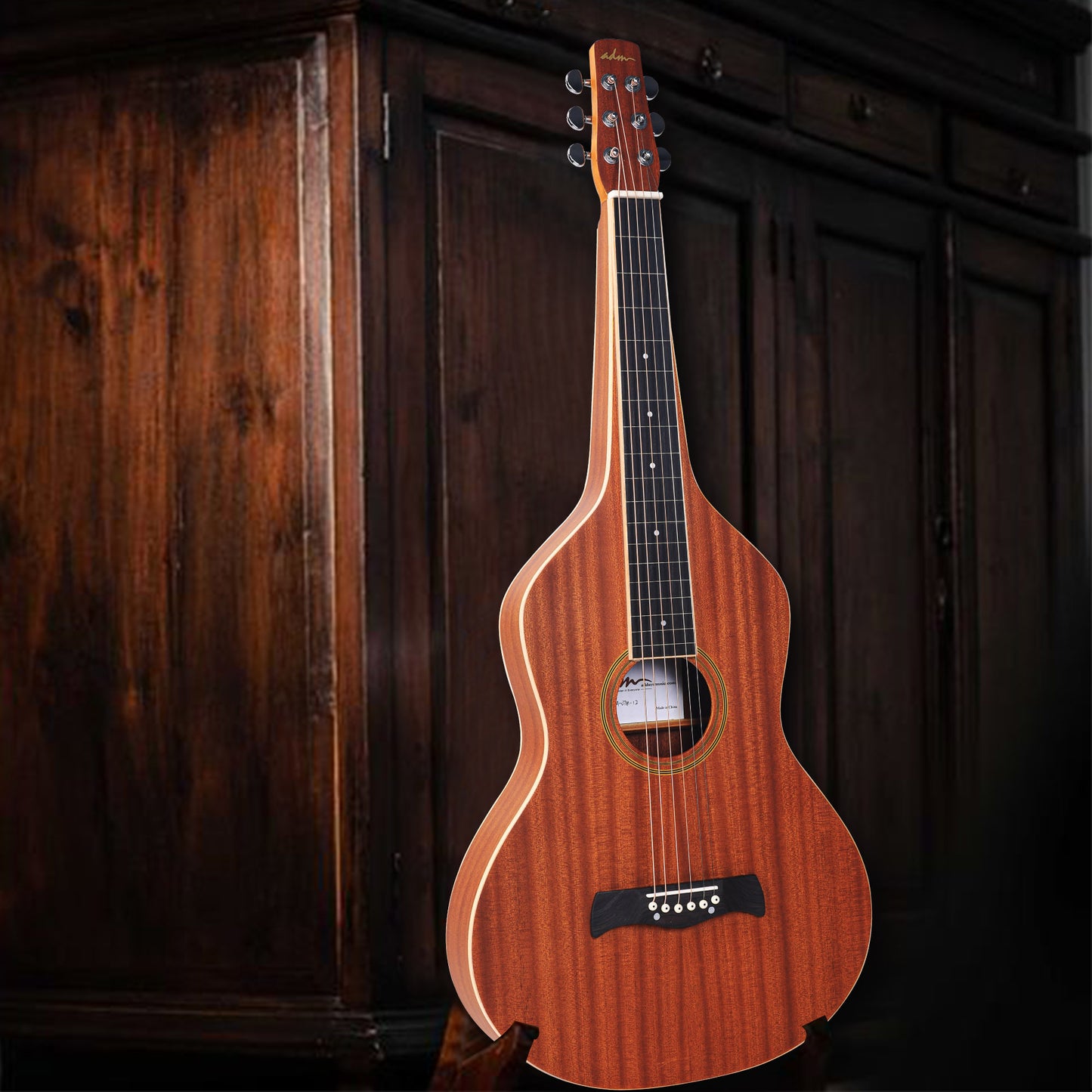 ADM TG-A8 Premium Sapele Acoustic Lap Steel Guitar - Weissenborn Classic, Teardrop Design, 25" Scale, High Gloss Finish with Maple Fingerboard & Bridge - Ideal for Beginners & Musicians, Brown