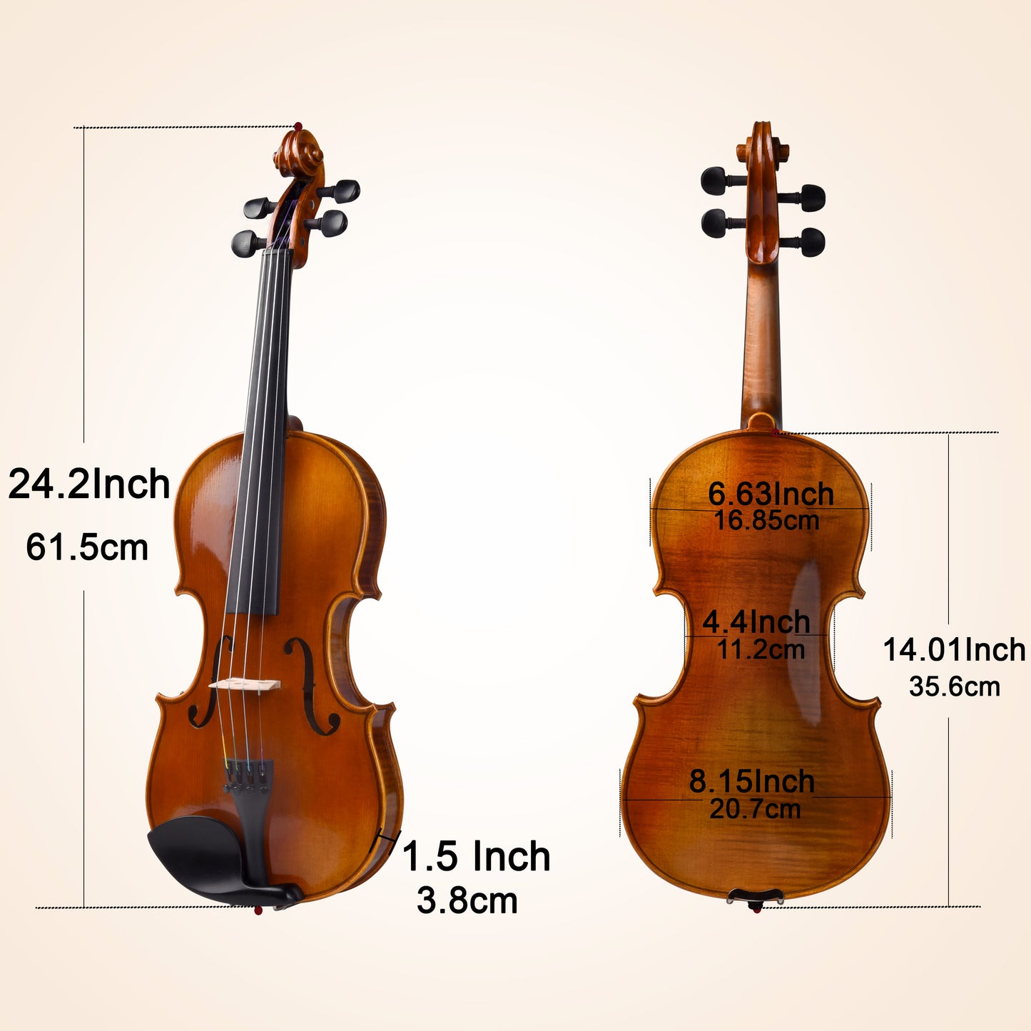 Aileen PREMIUM BEGINNER Series Violin Outfit - 4/4 Full Size Solid Wood Ebony Fitted
