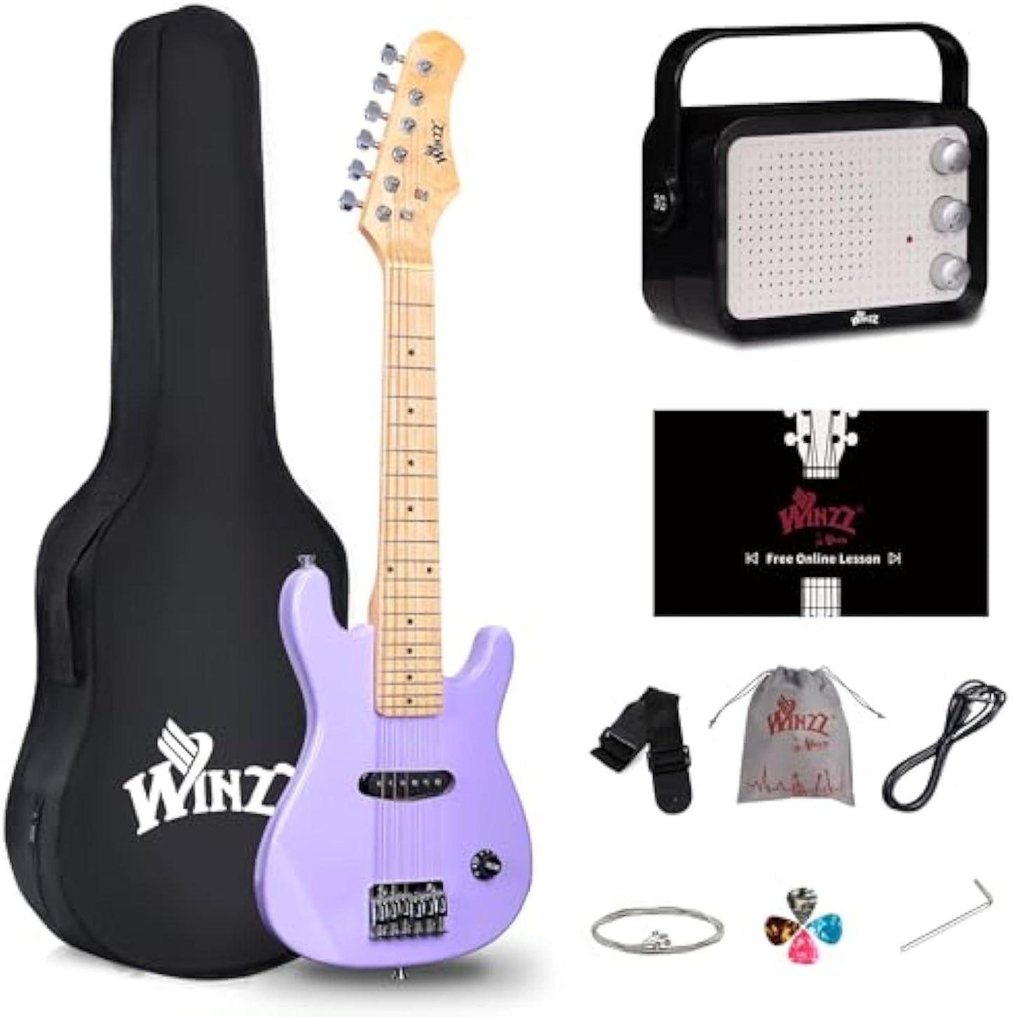 ADM 30inch Electric Guitar Package, for Children, Beginger, Students,Purple