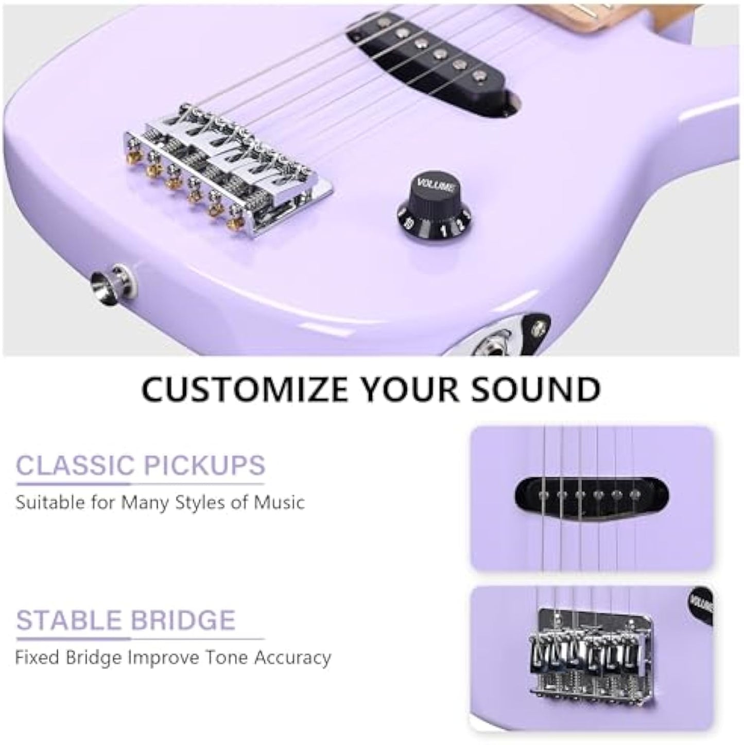 ADM 30inch Electric Guitar Package, for Children, Beginger, Students,Purple