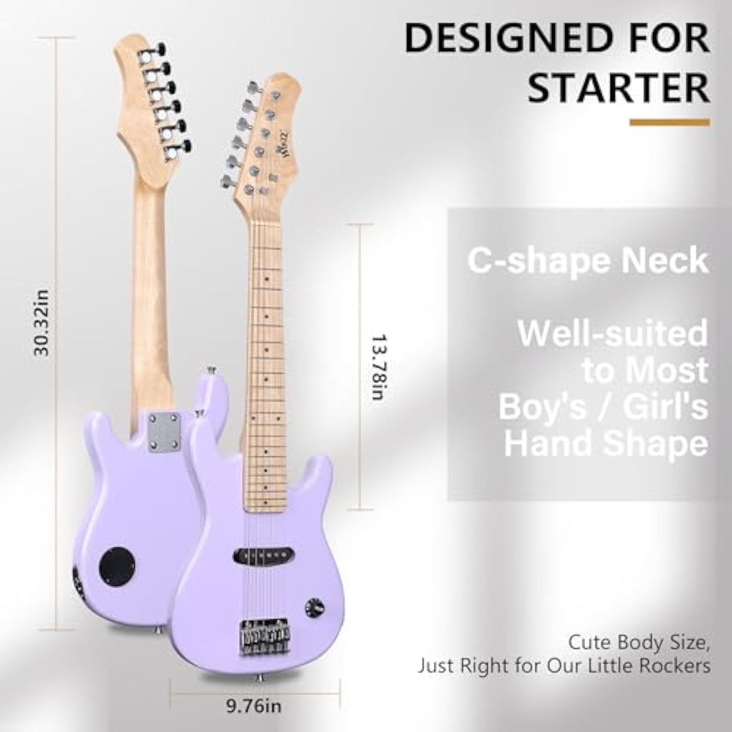ADM 30inch Electric Guitar Package, for Children, Beginger, Students,Purple