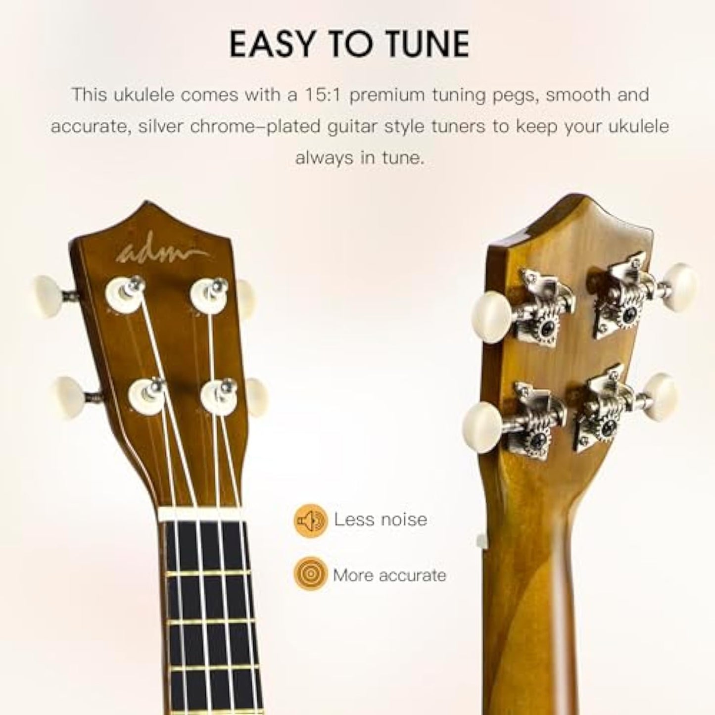 ADM Ukulele for Beginners Hawaiian Wood Ukelele Kit for Kids Adult Student Starter Professional Ukalelee Pack Bundle with Free Lessons Gig Bag Strap Nylon String Tuner (Mocha, 21 Inch)