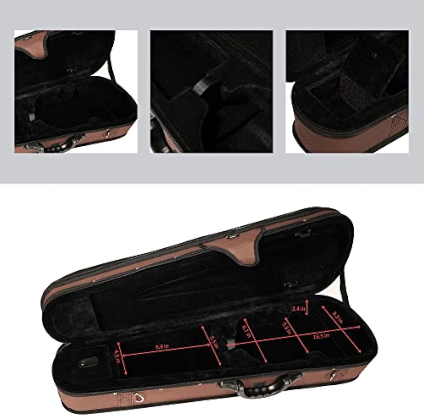 adm 4/4 Full Size Violin Hard Case Basic Professional Triangular Shape Backpack, Super Light Suspension ,Brown
