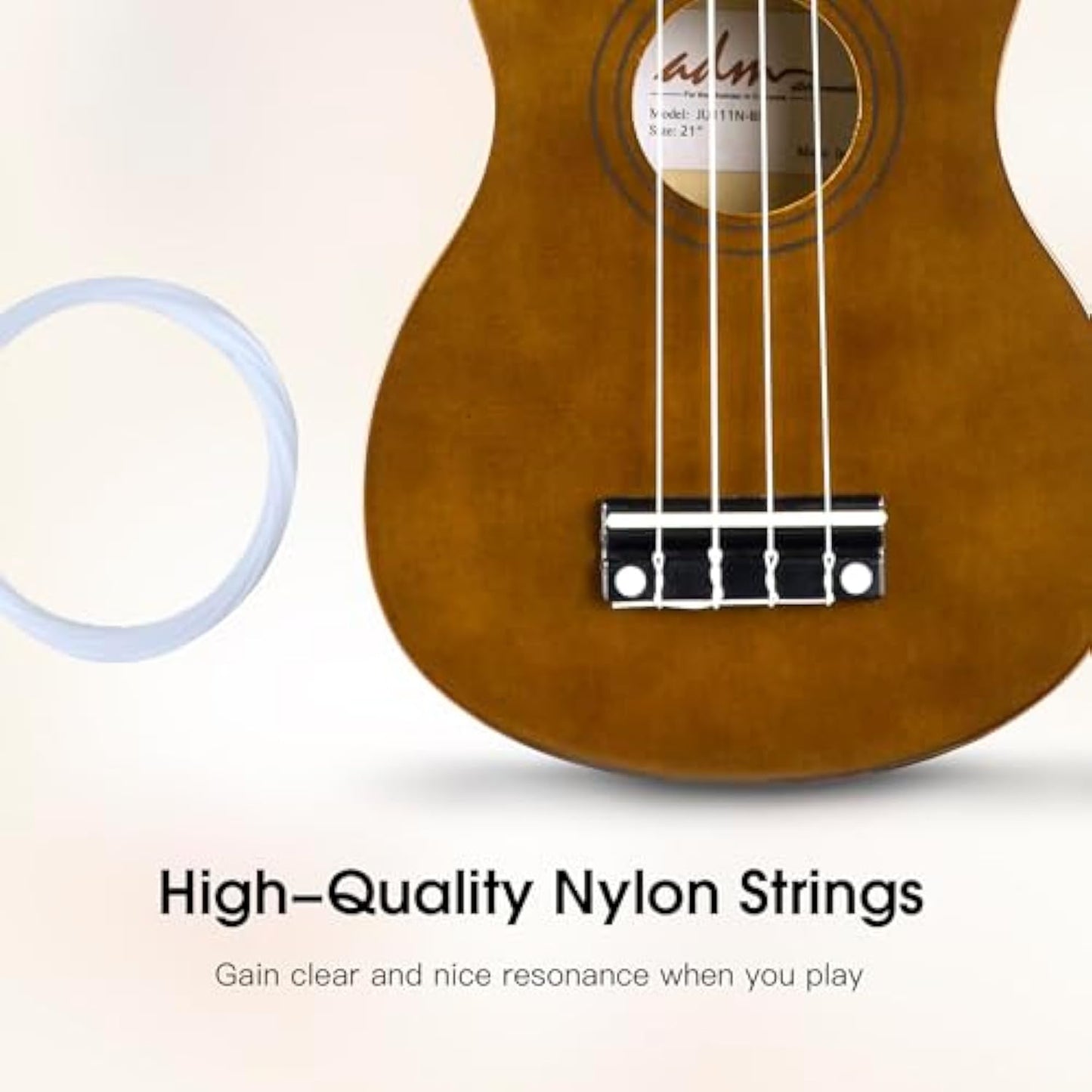 ADM Ukulele for Beginners Hawaiian Wood Ukelele Kit for Kids Adult Student Starter Professional Ukalelee Pack Bundle with Free Lessons Gig Bag Strap Nylon String Tuner (Mocha, 21 Inch)
