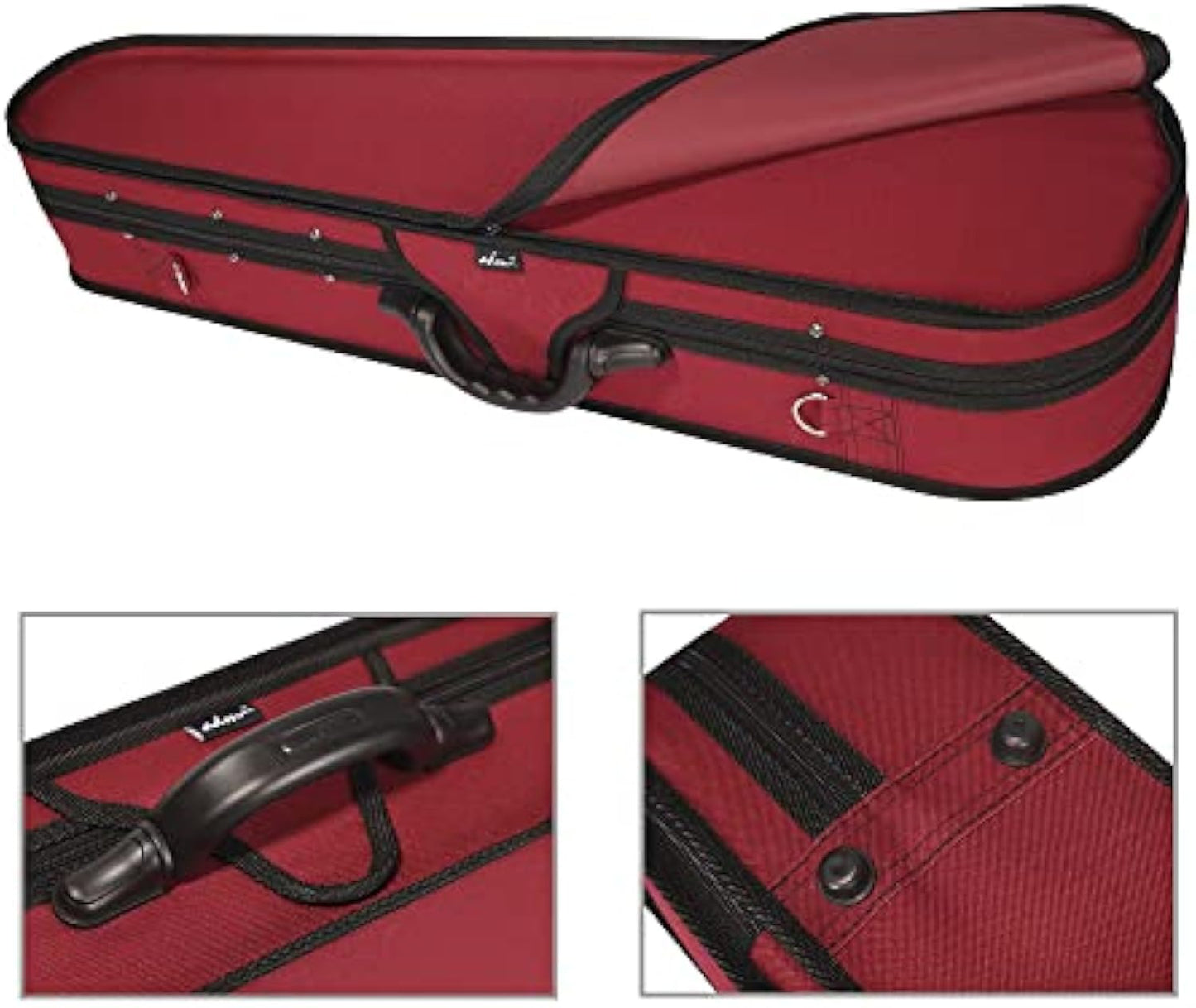 adm 4/4 Full Size Violin Hard Case Basic Professional Triangular Shape Backpack, Super Light Suspension.Wine Red