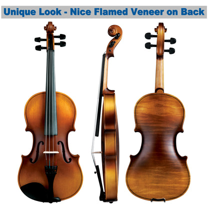 ADM Violin 4/4 Full Size, Adults Violin Beginner Set with Fingerboard Sticker, Shoulder Rest and Tuner
