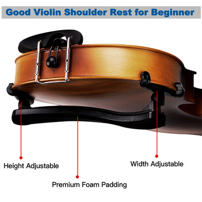 ADM Violin 4/4 Full Size, Adults Violin Beginner Set with Fingerboard Sticker, Shoulder Rest and Tuner