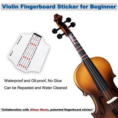 ADM Violin 4/4 Full Size, Adults Violin Beginner Set with Fingerboard Sticker, Shoulder Rest and Tuner