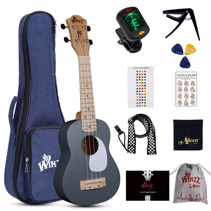WINZZ Macaron Colors Series-AU-C00 Hawaiian Soprano Ukulele for Beginners
