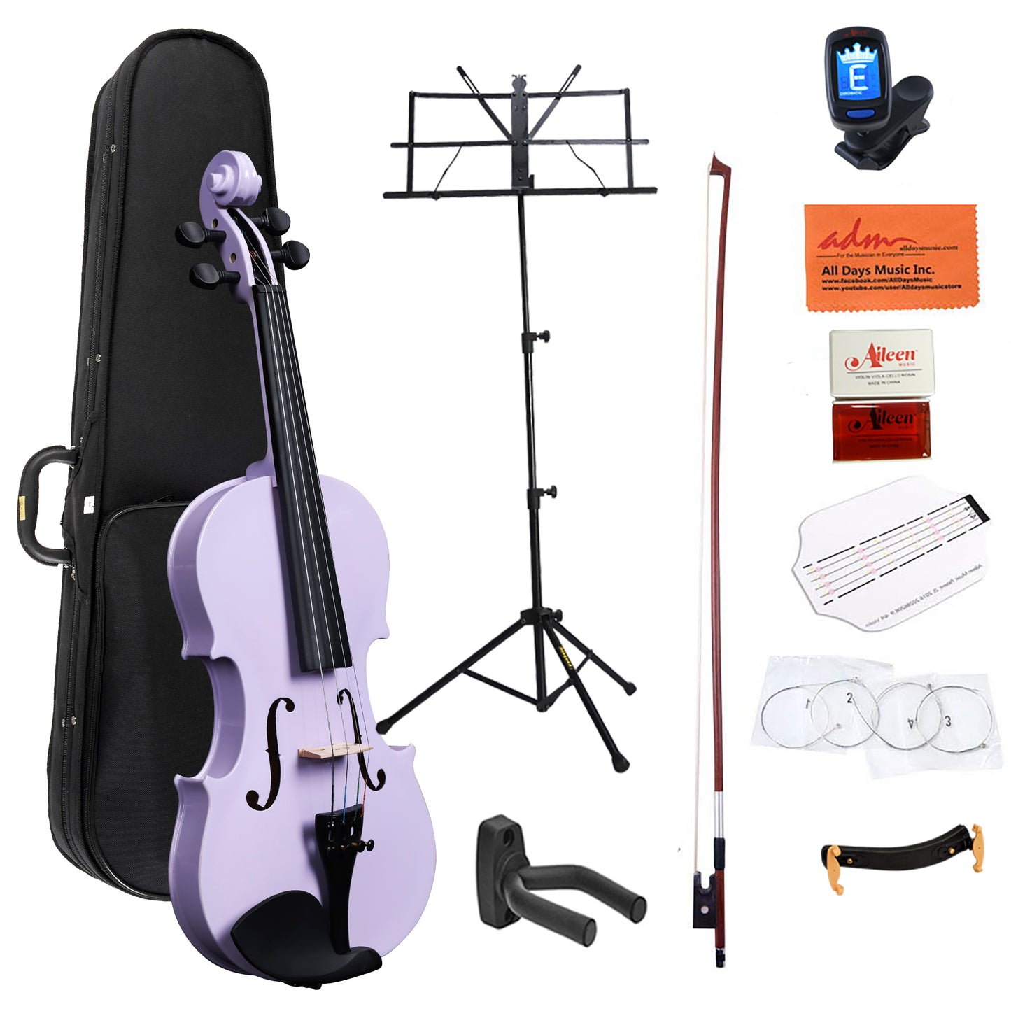 ADM Acoustic Violin for Kids Beginners,1/4 Size Acoustic Violin Fiddle for Teens Students Violin Starter Kit with Hard Case, Rosin, Shoulder Rest, Bow, Violin Music Stand and Strings,Purple