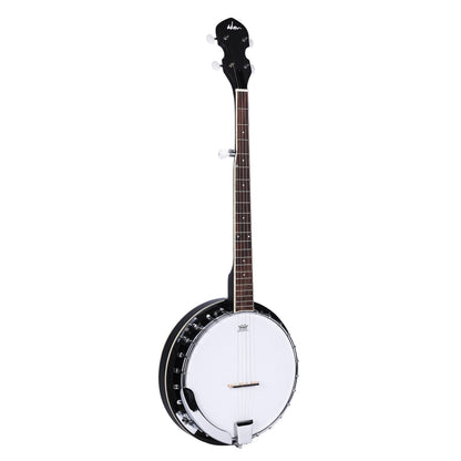 ADM 5 String Full Size Banjo Guitar Kit with Remo Drum Head and Geared 5th Tuner, 24 Bracket Beginner Banjoe Set Gift Package,Glossy Black