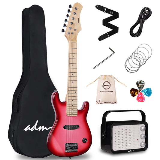 ADM 30 Inch Kids Electric Guitar Beginner Kit, Junior 1/4 Size Mini Electric Guitar for Children with Amplifier