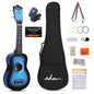 ADM Ukulele for Beginners Hawaiian Wood Ukelele Kit for Kids Adult Student Starter Professional Ukalelee Pack Bundle with Free Lessons Gig Bag Strap Nylon String Tuner (Bluebrust, 21 Inch)