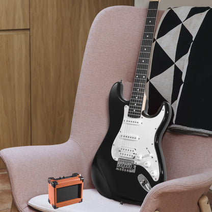 ADM Electric Guitar Beginner Kit 39 Inch Full Size Guitar Package,Glossy Black