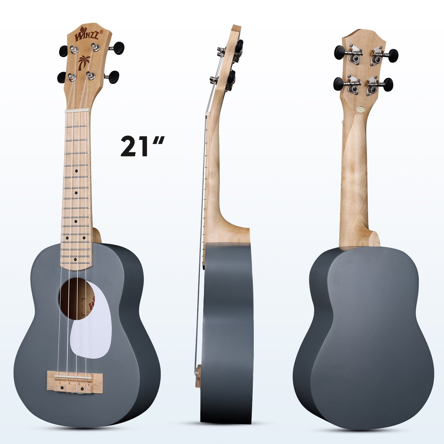 WINZZ Macaron Colors Series-AU-C00 Hawaiian Soprano Ukulele for Beginners