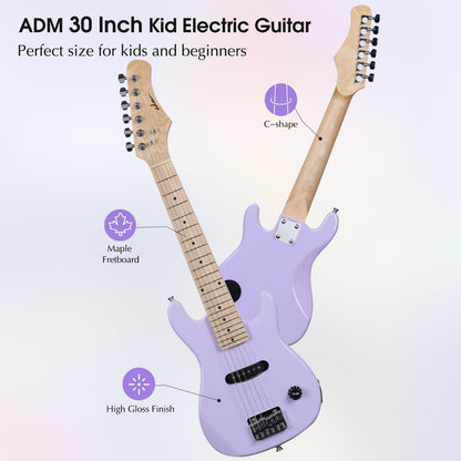 ADM 30 Inch Kids Electric Guitar Beginner Kit, Junior 1/4 Size Mini Electric Guitar for Children with Amplifier