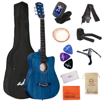 ADM 38'' Acoustic Cutaway Guitar for Kids Beginner Kit with Free Lessons, Tuner