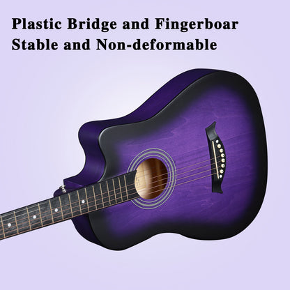 ADM 38'' Acoustic Cutaway Guitar for Kids Beginner Kit with Free Lessons, Tuner