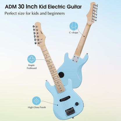 ADM 30 Inch Kids Electric Guitar Beginner Kit, Junior 1/4 Size Mini Electric Guitar for Children with Amplifier