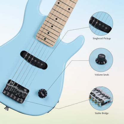 ADM 30 Inch Kids Electric Guitar Beginner Kit, Junior 1/4 Size Mini Electric Guitar for Children with Amplifier