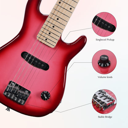 ADM 30 Inch Kids Electric Guitar Beginner Kit, Junior 1/4 Size Mini Electric Guitar for Children with Amplifier
