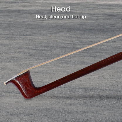 ADM Student Violin Bow, Well Balanced Handmade Brazilwood Bow with Horsehair, Ebony Frog with Pearl Eye and Pearl Slide, Brown