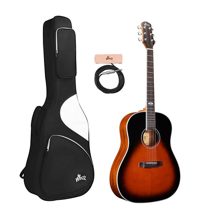 WINZZ Solid Sitka Spruce Slope Shoulder  Dreadnought Left Handed Acoustic Guitar - Full-Size, Rich Tone, Ideal for Performers and Enthusiasts Dreadnought Acoustic Guitar - Full-Size, Rich Tone, Ideal for Performers and Enthusiasts