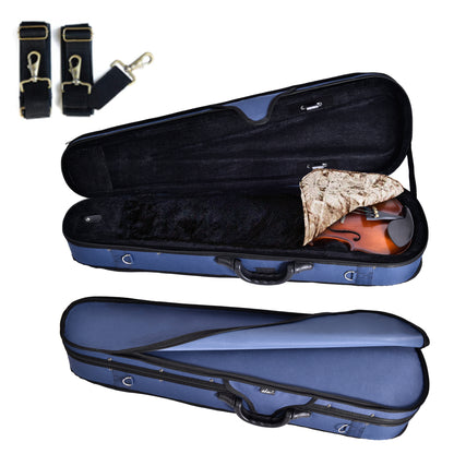 adm 4/4 Full Size Violin Hard Case Basic Professional Triangular Shape Backpack, Super Light Suspension, Blue