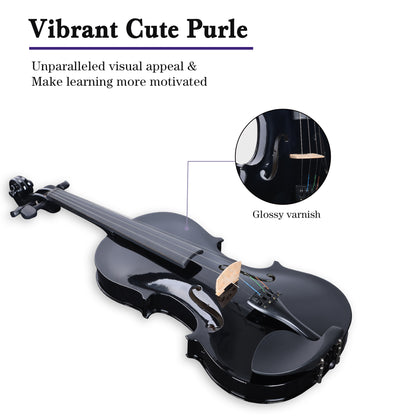 ADM Acoustic Violin for Kids Beginners,1/4 Size Acoustic Violin Fiddle for Teens Students Violin Starter Kit with Hard Case, Rosin, Shoulder Rest, Bow, Violin Music Stand and Strings,Black