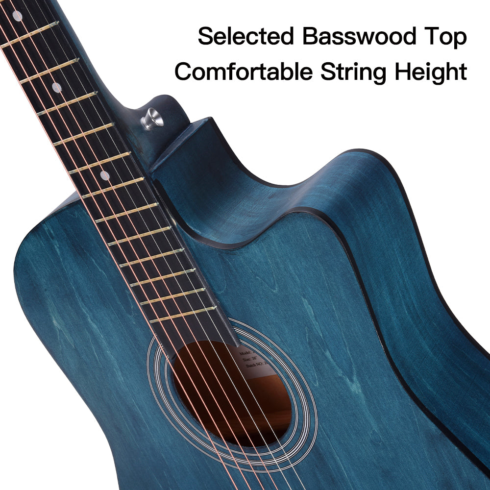 ADM 38'' Acoustic Cutaway Guitar for Kids Beginner Kit with Free Lessons, Tuner